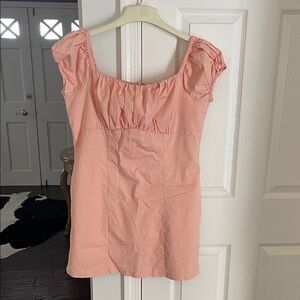 Lulu’s Women's Peach Puff Sleeve Dress
